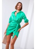 Rochie camasa cu fata legata, verde FG642 - Magazin online - Boutique